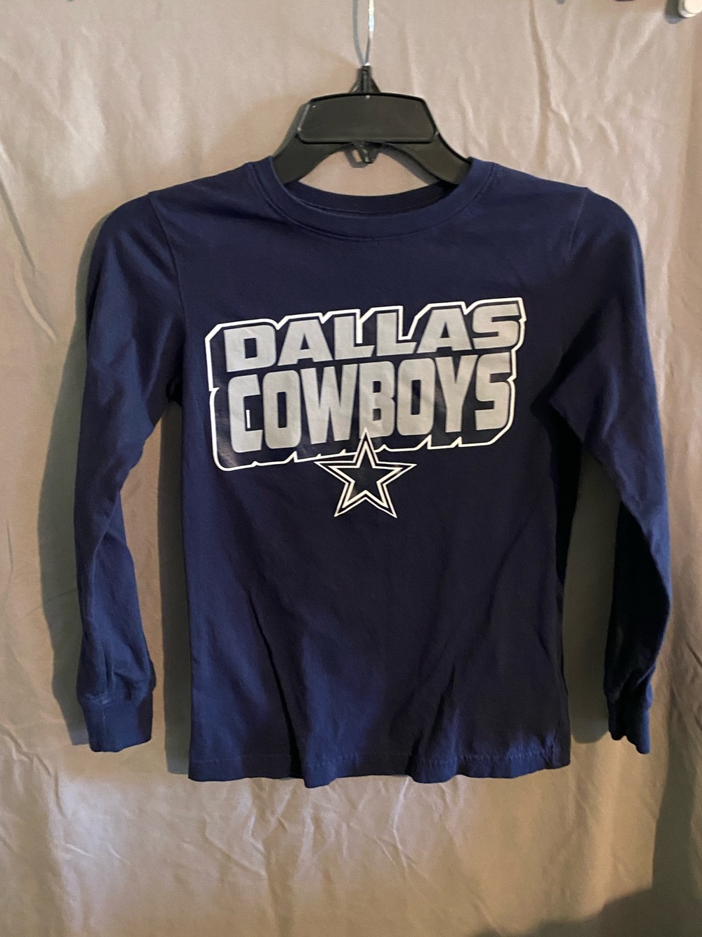 NFL Dallas Cowboys Long Sleeve Tee - Navy Blue with White Logo